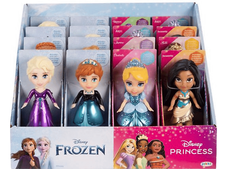 JAKKS Pacific Disney Minipuppen Prinzessinnen Metallic, 7,5 cm (1 zufällig ausgewähte Puppe); Sammelfigur