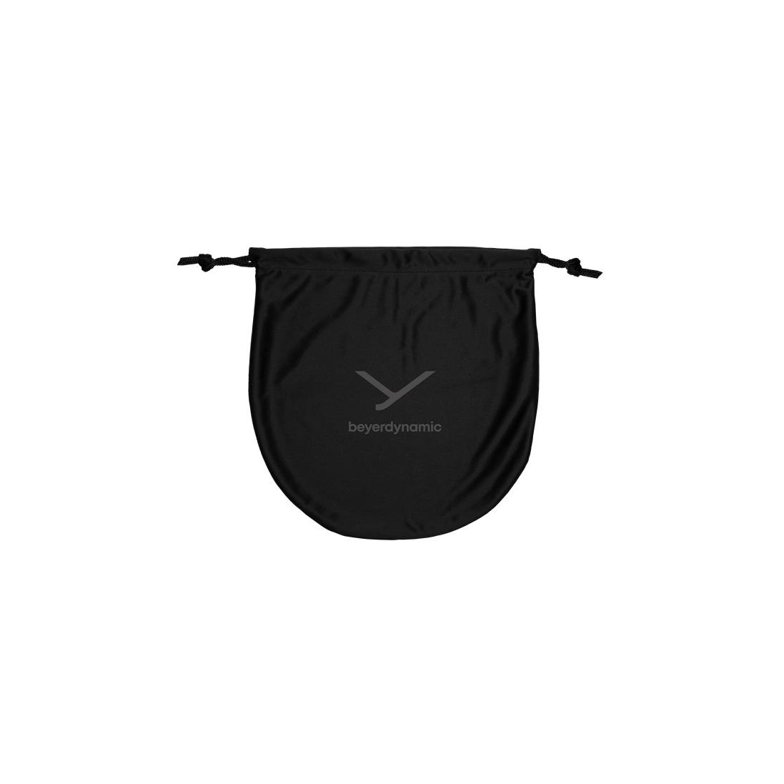 Ein schwarzer Beutel mit grauem Logo und dem Wort 'beyerdynamic'. Der Beutel ist auf weißem Hintergrund zentriert.