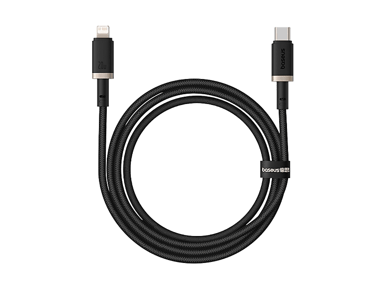 Cable USB a Lightning - Baseus DURA, Tipo-C, Carga rápida, trenzado ultrarresistente de 200 cm, Universal, 20W, Dorado y Negro