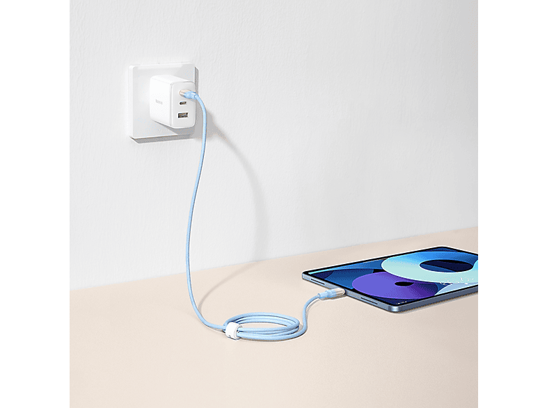 Cable USB a Lightning - Baseus DURA, Tipo-C, Carga rápida, trenzado ultrarresistente de 200 cm, Universal, 20W, Azul – imagen 2