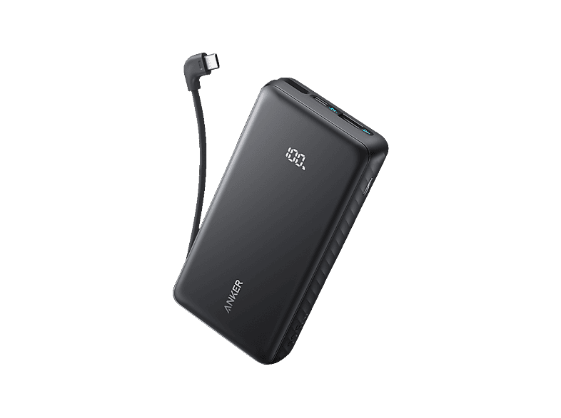 ANKER Powerbank mit USB-C Kabel (Schmal, PD), Powerbank 20000 mAh Schwarz
