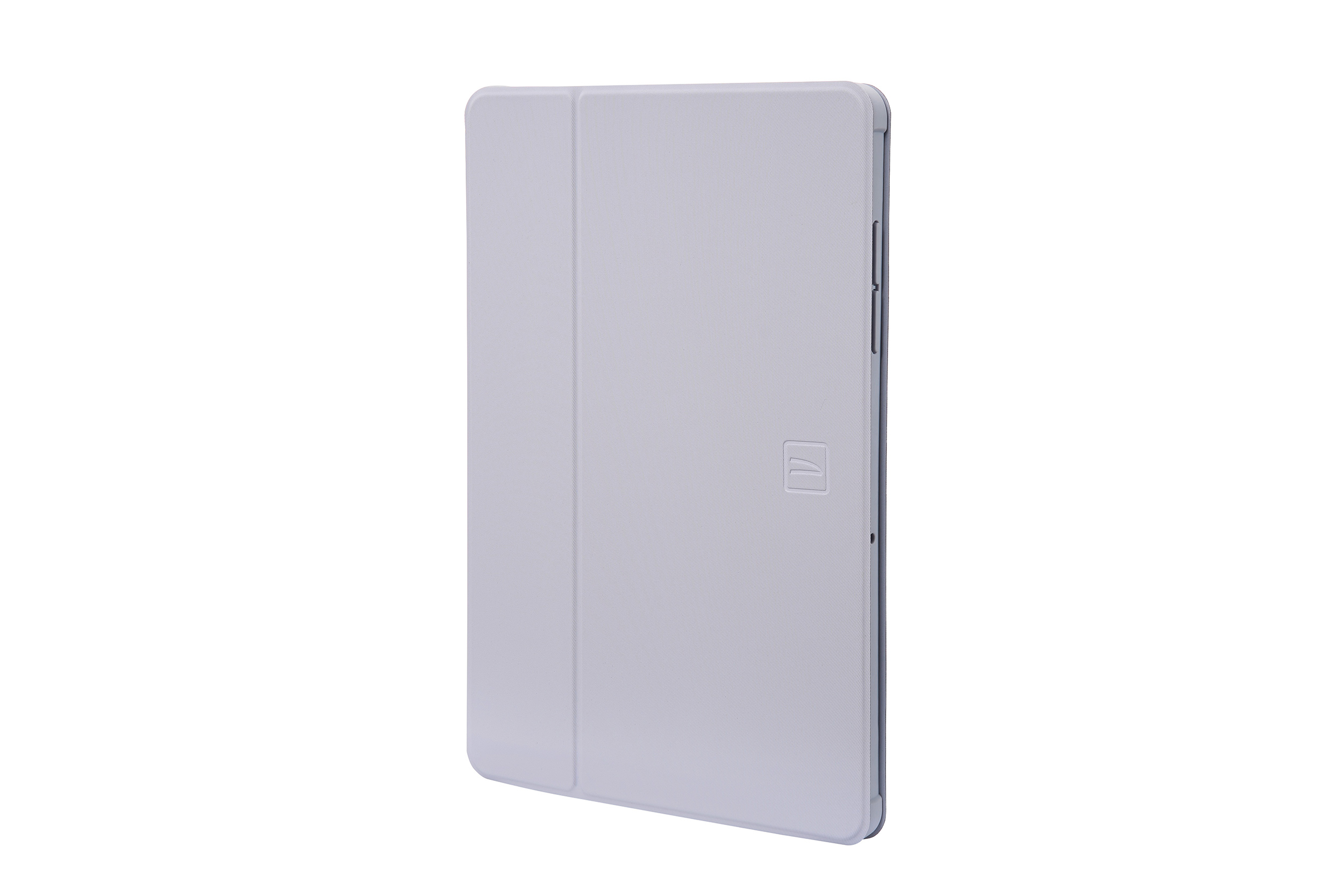 Eine hellviolette Tablethülle vor weißem Hintergrund. Sie ist geschlossen, und das Logo ist sichtbar.