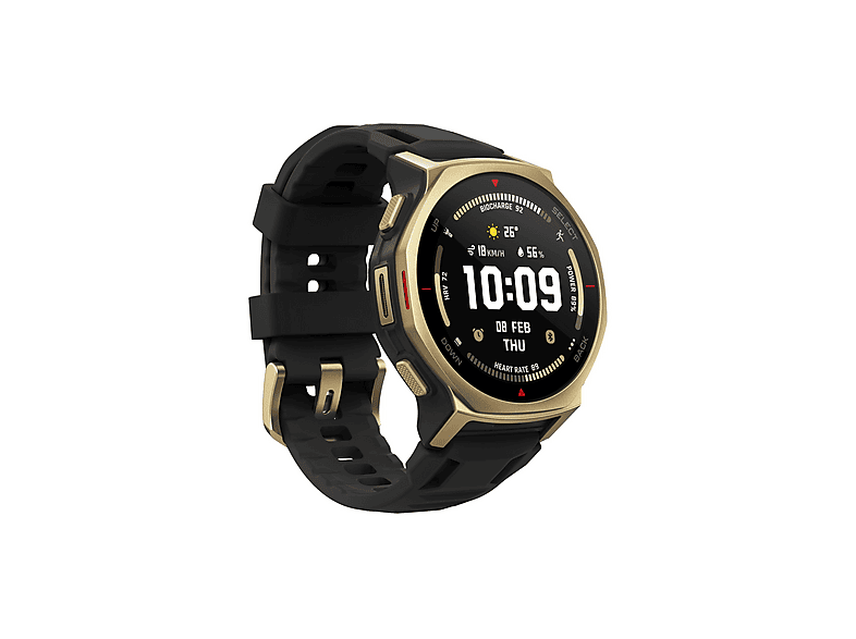 AMAZFIT T-Rex 3 Pro 44 mm Smartwatch Titanlegierung, Aluminium, Kunststoff Silikon, 20 mm, Black Gold