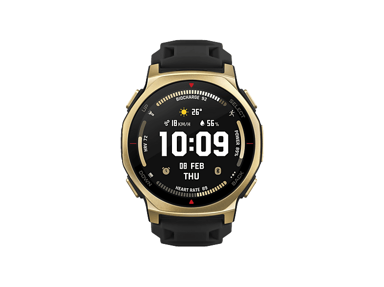 AMAZFIT T-Rex 3 Pro 44 mm Smartwatch Titanlegierung, Aluminium, Kunststoff Silikon, 20 mm, Black Gold