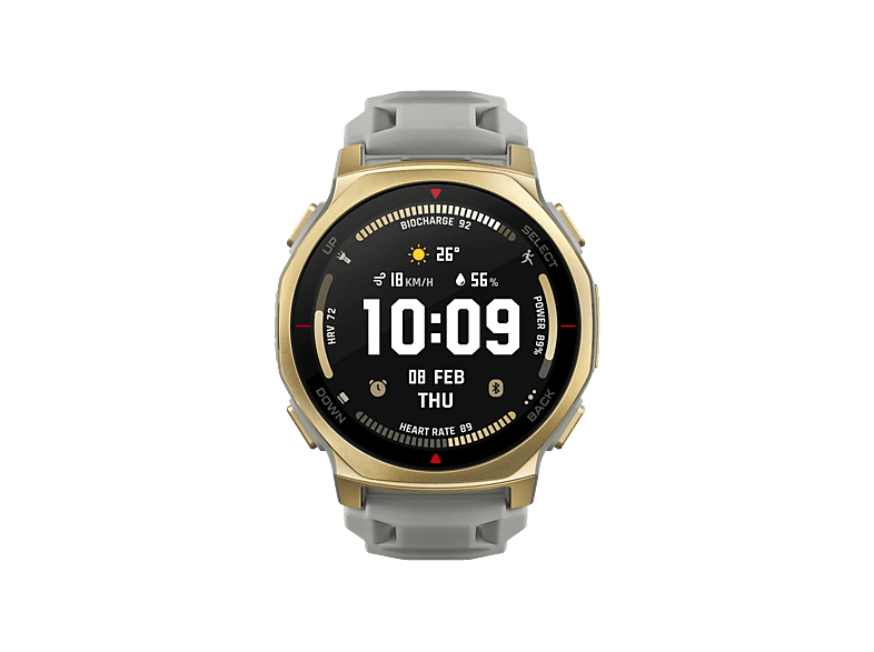 AMAZFIT T-Rex 3 Pro 44 mm Smartwatch Titanlegierung, Aluminium, Kunststoff Silikon, 20 mm, Arctic Gold