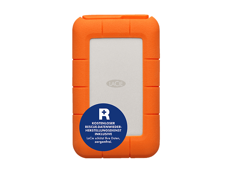 LACIE Rugged USB-C Festplatte, 1 TB HDD, 2,5 Zoll, extern, Silber/Orange