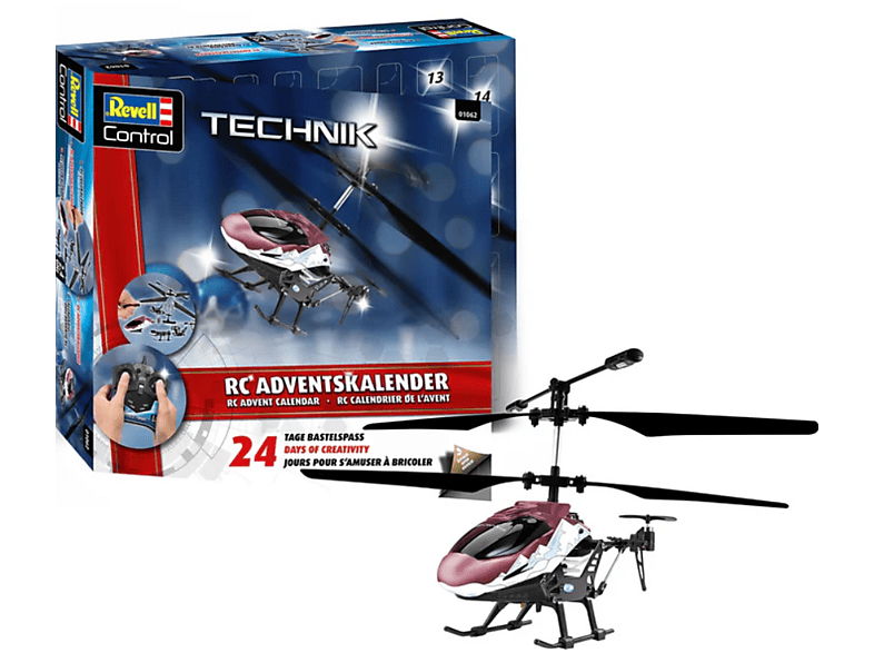 Revell Control Technik: 01062 Adventkalender RC Helicopter zum Basteln für Jungen, Mädchen & Erwachsene ab 10 Jahren; Adventskalender