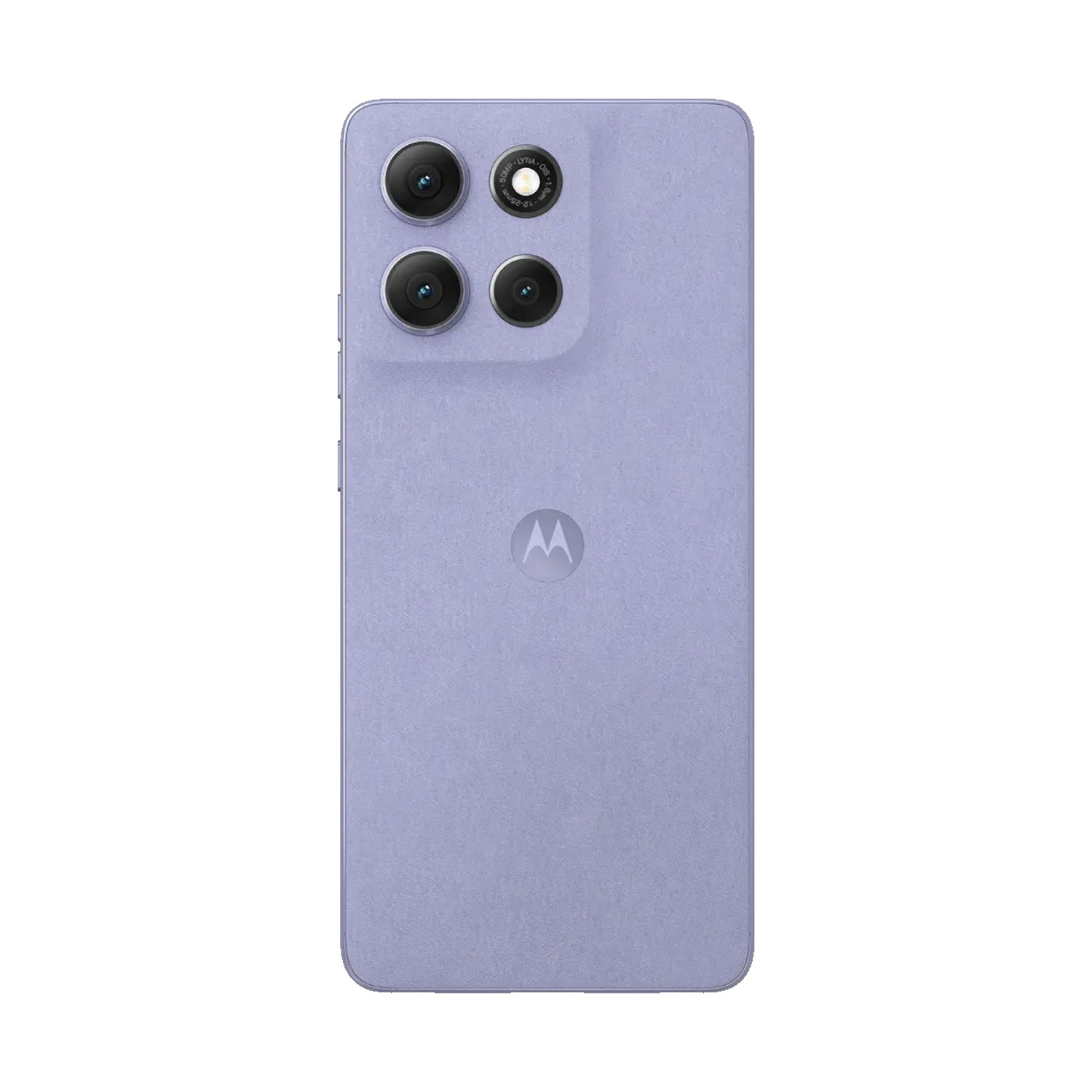 Retro di smartphone viola con quattro obiettivi e logo Motorola.