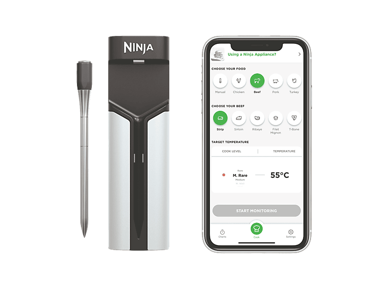 Ninja WP100EU ProChef Thermometer für drinnen & draußen, Silber