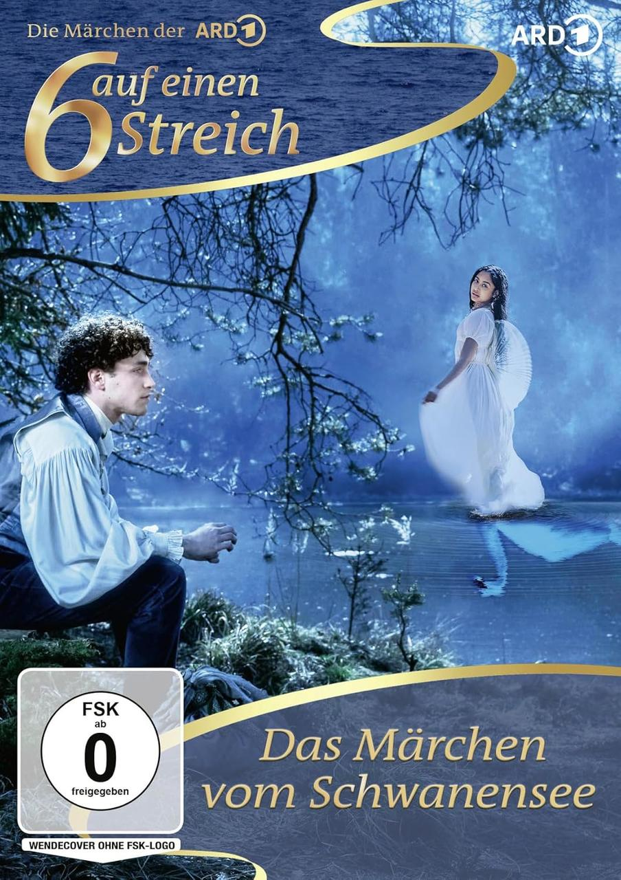 Ein Filmplakat zeigt einen Mann und eine Frau in der Nähe von Wasser. Der Titel lautet 'Das Märchen vom Schwanensee'. Die FSK-Einstufung ist 0.