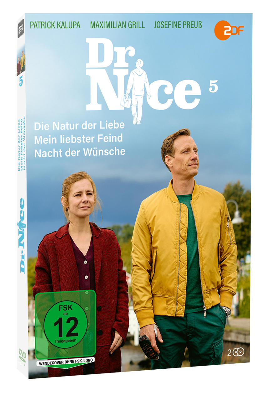 DVD-Cover: Mann und Frau, Text 'Dr. Nice', Bewertung 12. Schauspieler Patrick Kalupa, Maximilian Grill und Josefine Preuß.