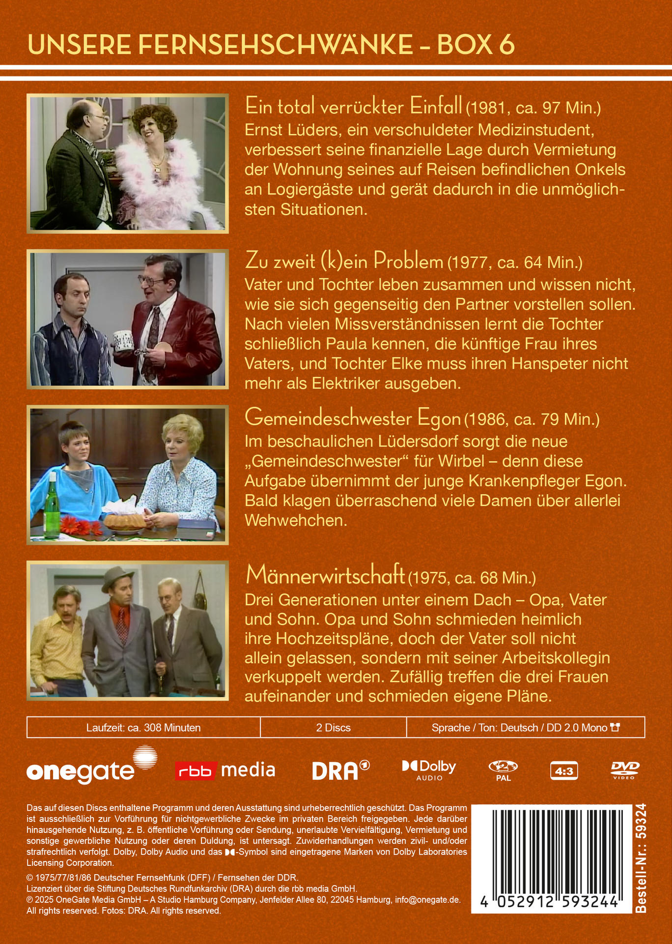 DVD-Cover mit Text und Bildern aus einer Fernsehserie. Vier verschiedene Szenen werden gezeigt.