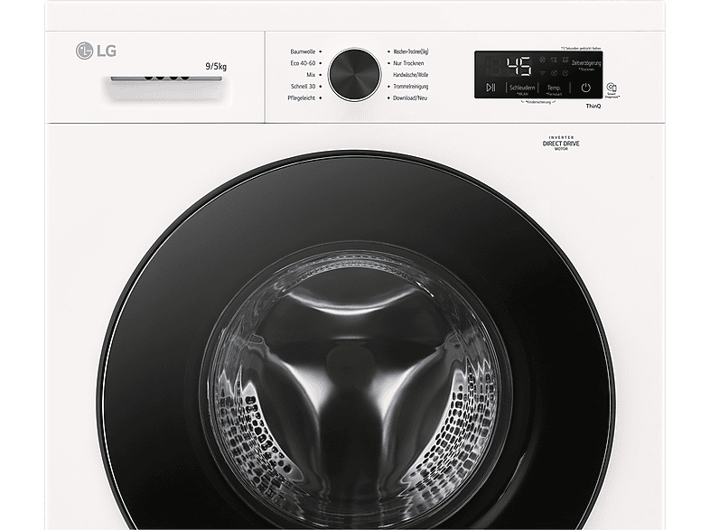 LG W4WB3095Y unterbaufähig Waschtrockner (9 kg / 5 kg, 1310 U/Min.)