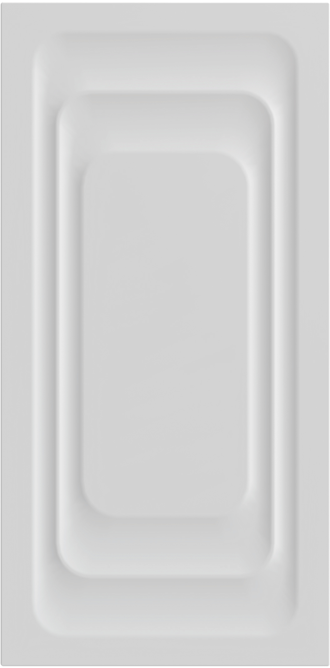 Biały, prostokątny relief z zaokrąglonymi rogami. Widoczne są trzy zagnieżdżone prostokąty, tworzące subtelny, teksturowany efekt.