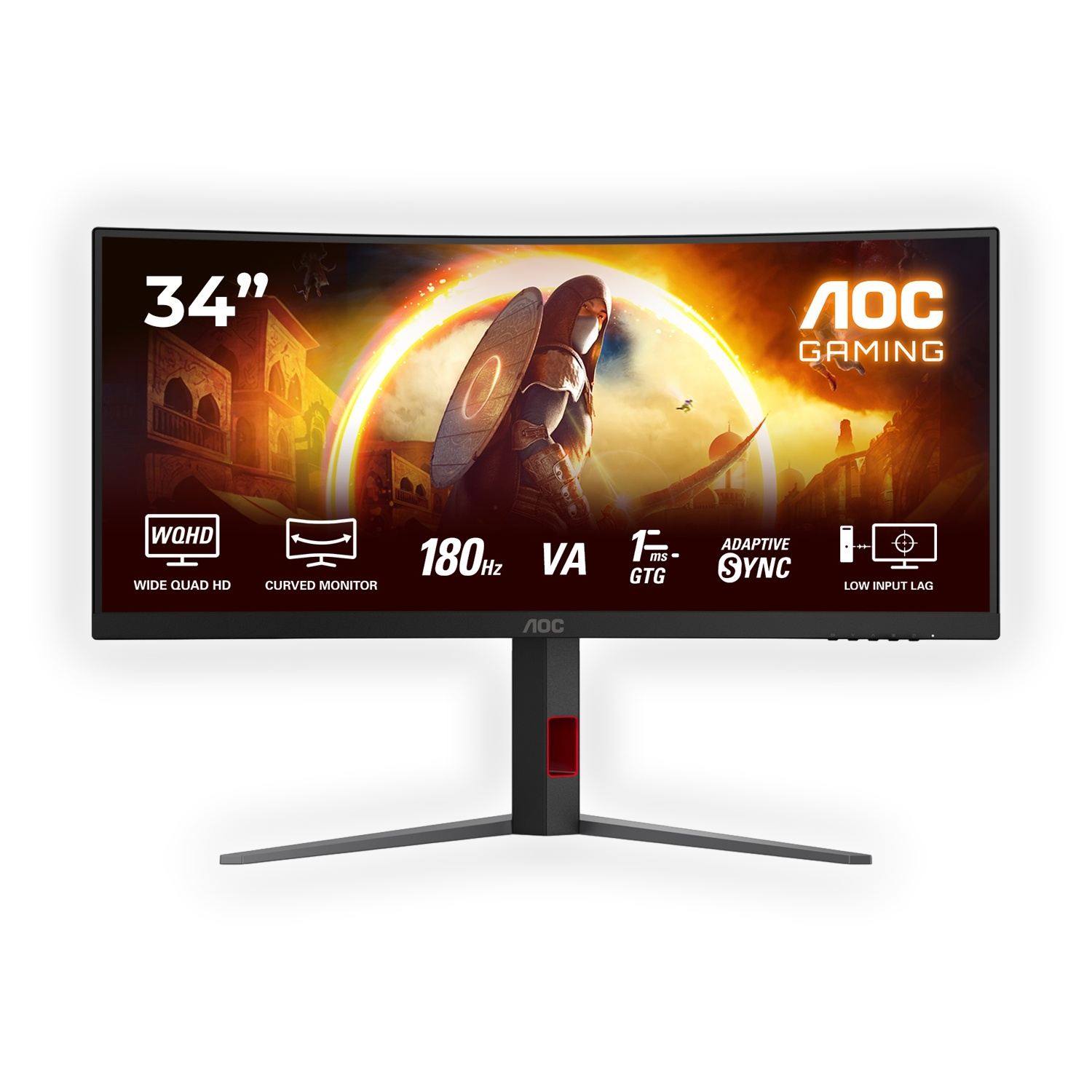 AOC Cu34G4 Monitor Gaming Curvo, 34", Wqhd, 3440 x 1440 Pixel, tempo di risposta 1 ms, refresh rate 180 Hz