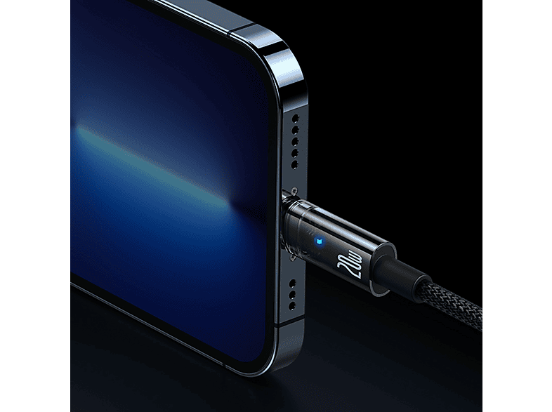Cable USB-C a Lightning - Baseus Explorer, Lightning, 2m, 20W, Apagado automático, Carga ultrarrápida, Negro – imagen 2