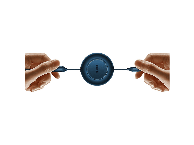 Cable USB - Baseus 3-en-1 Bright Mirror, 66W, retráctil, Carga rápida multidispositivo, USB-C a USB-C-Lightning-Micro, 110 cm, Azul – imagen 2