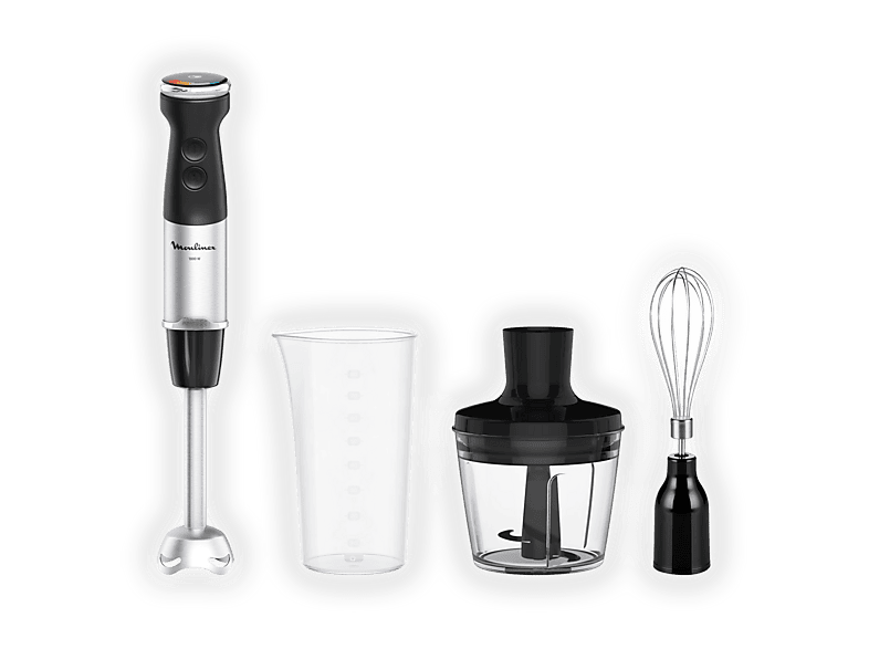 FRULLATORE AD IMMERSIONE MOULINEX Quickchef+ 3 in 1 DD6738, Potenza massima 1000 W, Recipiente da 0.8 l, Livelli di potenza 20 velocità, Nero/Acciaio