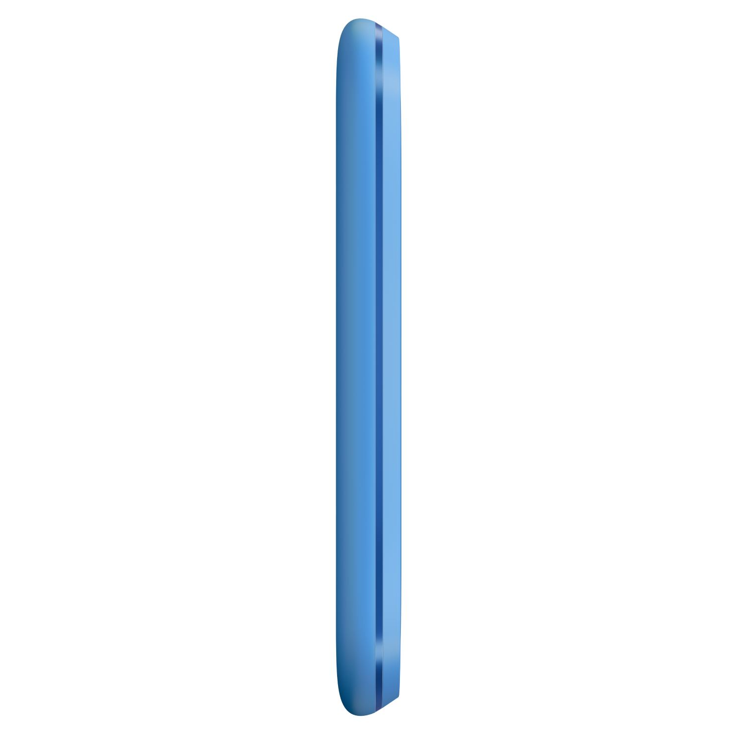 Un rectángulo vertical redondeado azul claro, probablemente un teléfono. Una franja azul oscuro recorre el lado, sobre un fondo blanco.