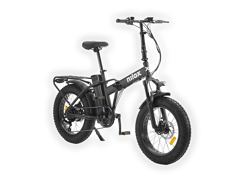 Bicicletta Elettrica da trekking Fat Bike Pieghevole NILOX X8 Pro nero, ruote 20”,velocità max 25 Km/h, motore 250W, autonomia fino a 70Km, batteria 13000mAh + porta cellulare manubrio e mini cassa bluetooth