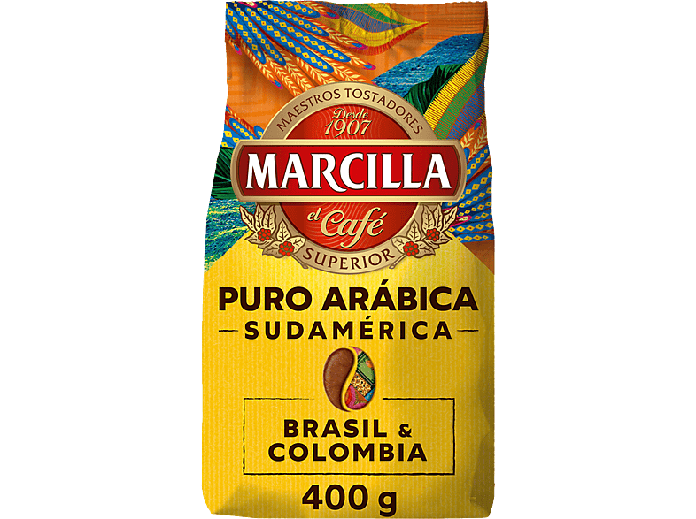 Café en grano - Marcilla Puro Arábica: Sudamérica, Brasil y Colomia, 400g
