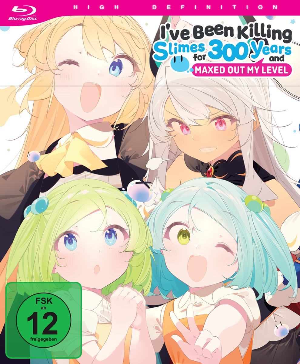Anime-Cover mit vier Mädchen. Der Text lautet: „I've Been Killing Slimes for 300 Years“. FSK 12-Bewertung.