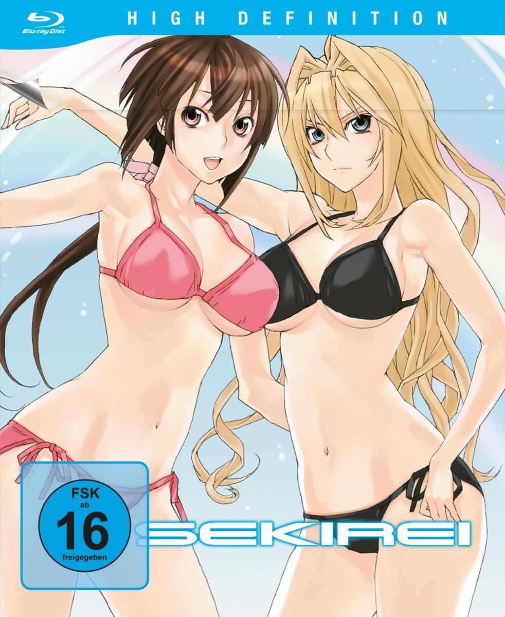 Anime-Cover zeigt zwei Frauen in Bikinis. Eine trägt Pink, die andere Schwarz. Text enthält 'SEKIREI' und 'FSK ab 16'.