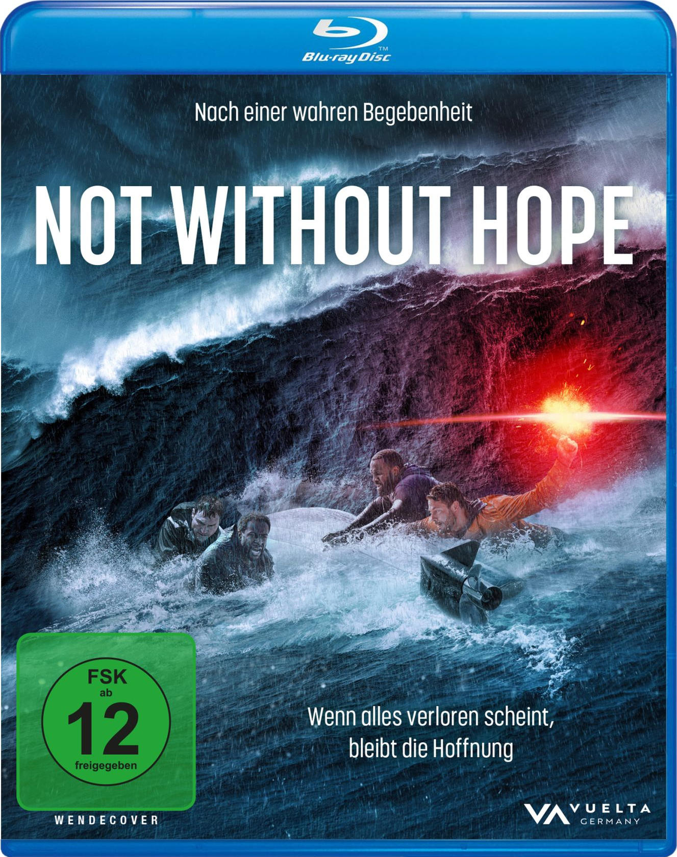 Blu-ray-Disc-Cover mit Männern in einem Boot in stürmischem Wasser. Der Titel lautet 'Not Without Hope'.