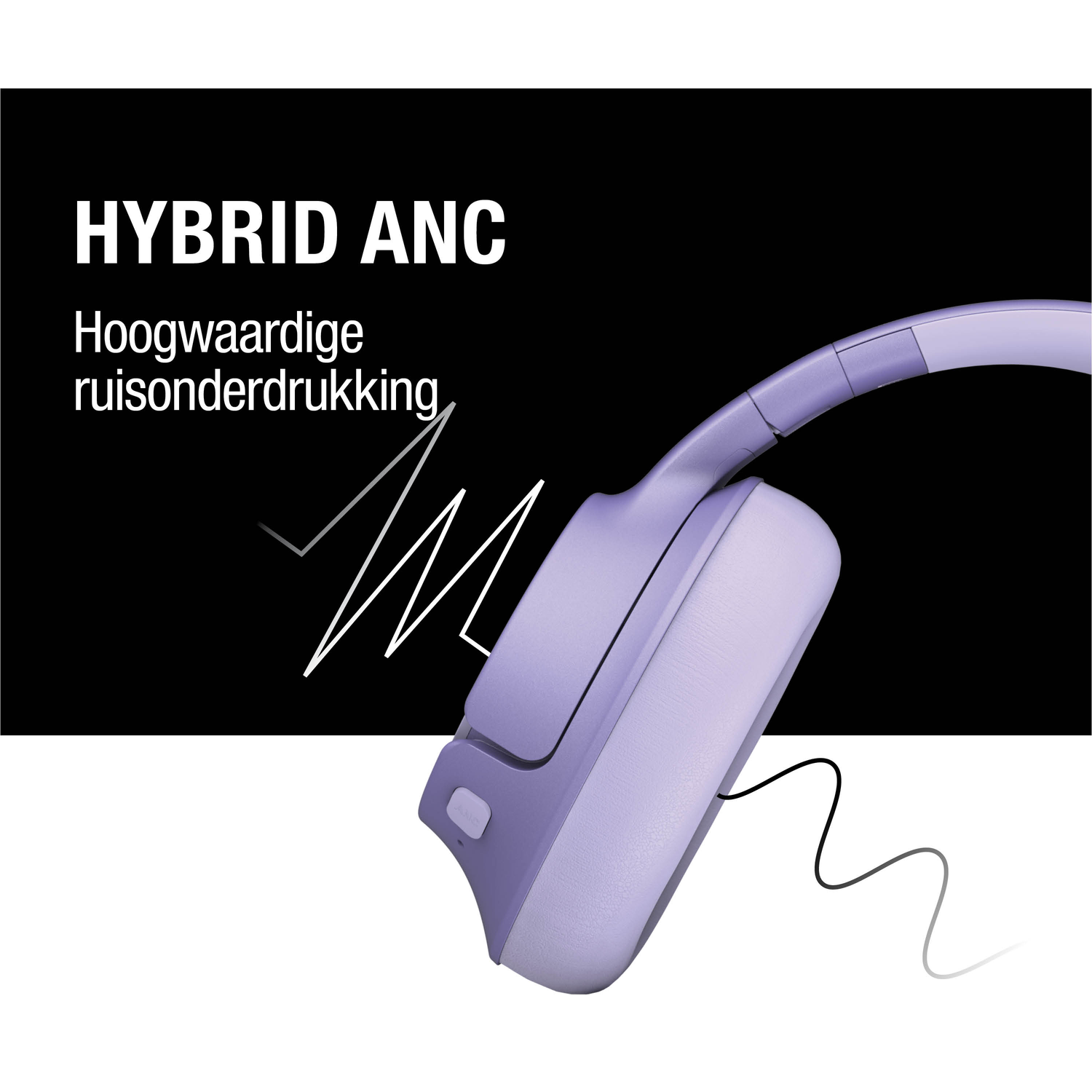 Fresh 'n Rebel Clam Fuse Bluetooth Koptelefoon Over-ear met Hybrid Active Noise Cancelling, met ENC-Microfoon (perfecte gesprekken), Omgevingsgeluidmodus, 45 uur Speelduur, Draadloos (Paars