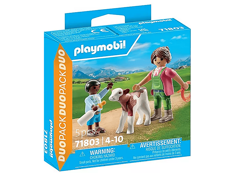 Playmobil 71803 DuoPack Bäuerin mit Kind und Kalb (Ab 4 Jahren); Spielfigur
