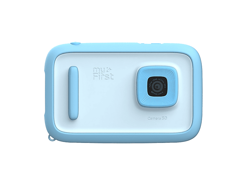 Fotocamera digitale per bambini MYFIRST Camera 50 + Frame Doodle, 20 megapixel, display a colori da 3,97", obiettivo selfie, WiFi, Blu