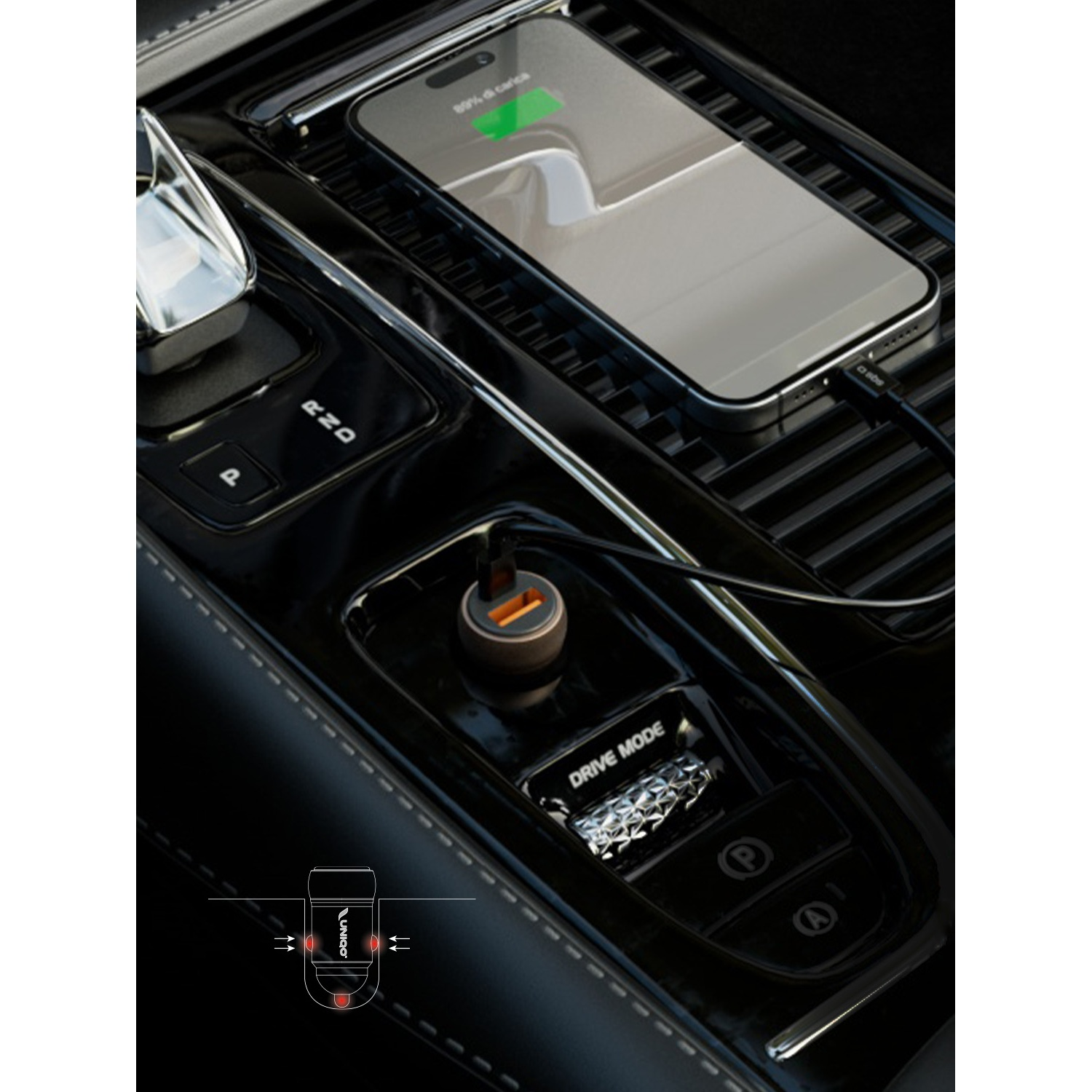 LISEN Caricabatteria da Auto Ricarica Rapida 65W+30W USB C Cavo