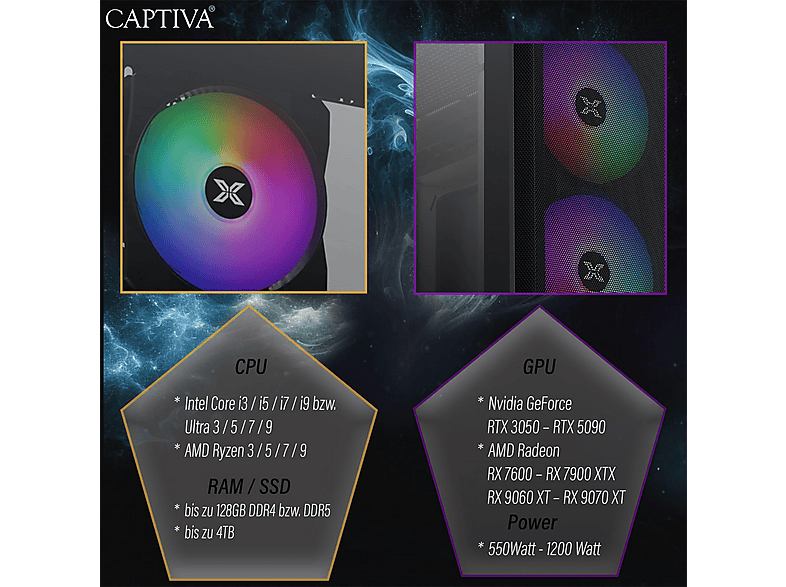 Thumbnail - CAPTIVA Advanced Gaming R94-775 - AMD Ryzen™ 5 R5 5500 16 GB 1 TB NVIDIA GeForce RTX™ 5060 Windows 11 Home