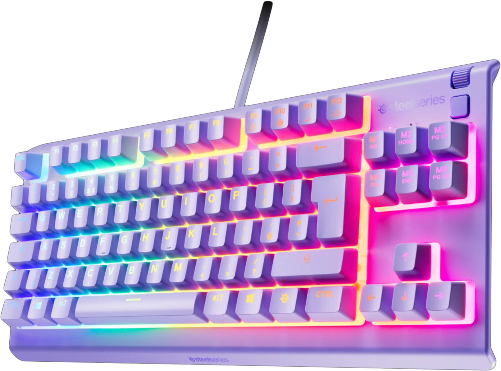 STEELSERIES Apex 3 TKL vezetékes billentyűzet, Whisper-Quiet kapcsolók, RGB, UK Angol kiosztás,Levendula (64941)
