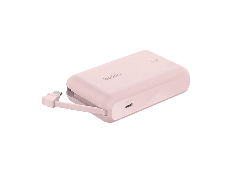 Belkin BPB021hqPK, 10000 mAh, 1x USB-C, Cable Integrado, Carga Rápida, 20W, Rosa