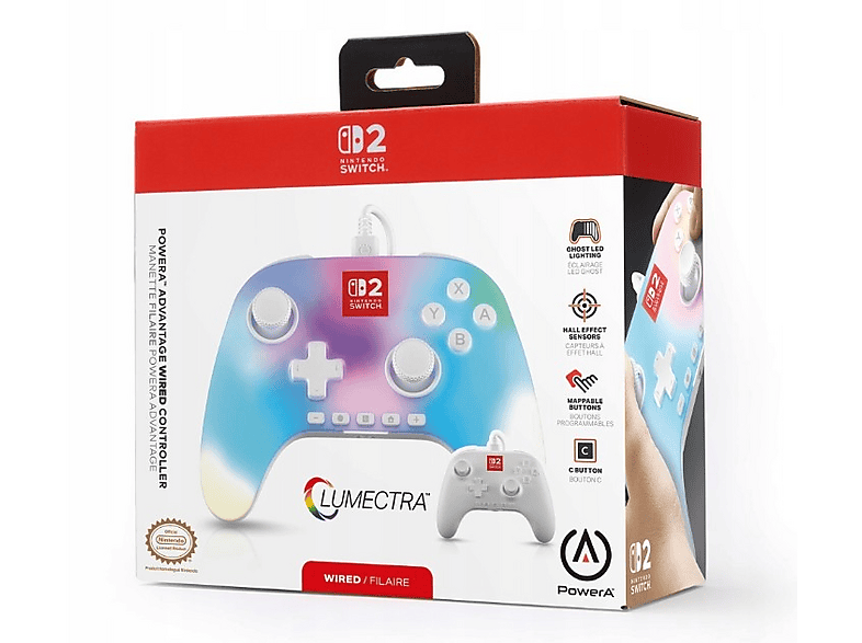 PowerA Advantage Wired Controller Lumectra White do Nintendo Switch 2 Przewodowy – zdjęcie 2