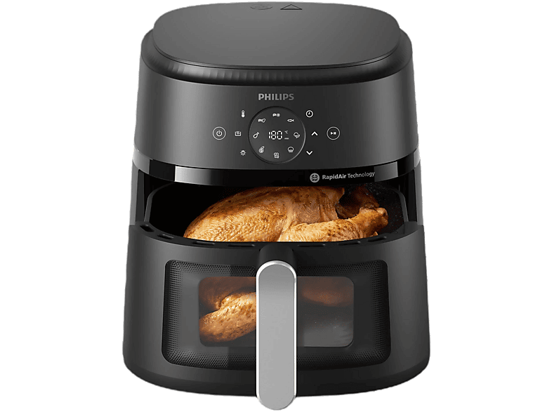 Frytkownica beztłuszczowa Air fryer PHILIPS Ovi NA231/00 Fryer z okienkiem 6,2 l 13 programów Czarny