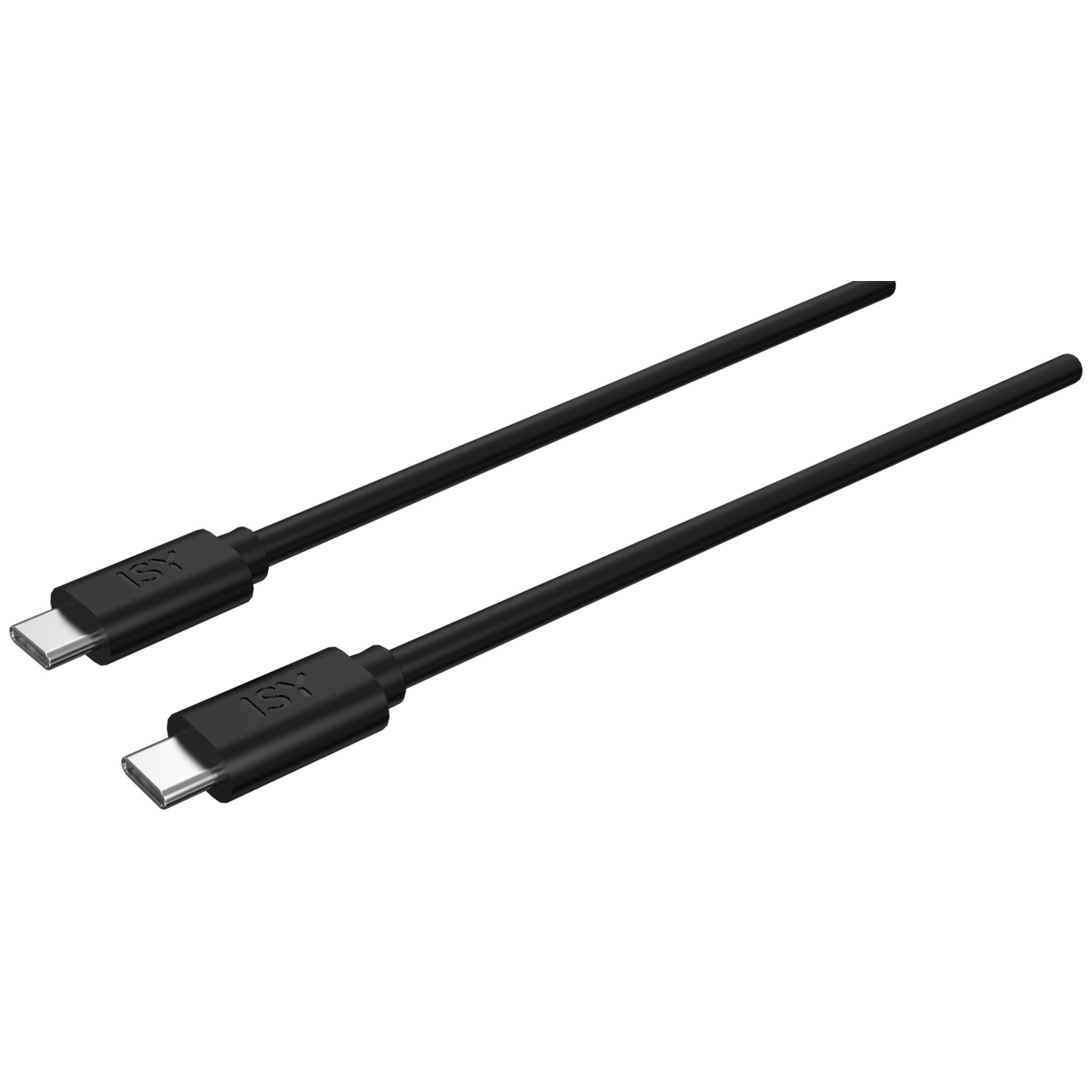 Deux câbles de charge USB-C noirs sur fond blanc. Chaque câble a un connecteur USB-C à une extrémité.