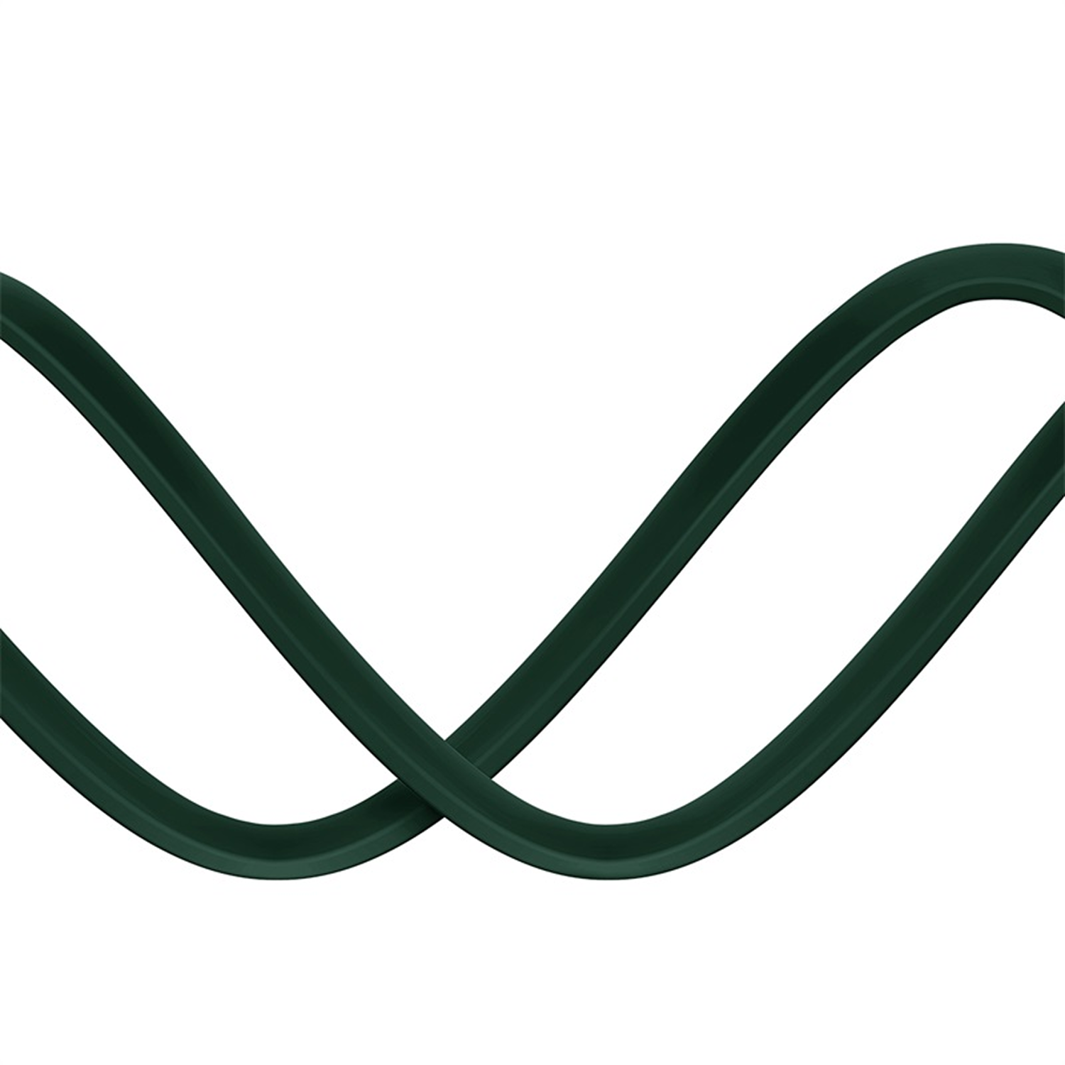 Dos líneas curvas verde oscuro que se cruzan sobre un fondo blanco, asemejándose a un símbolo de infinito.