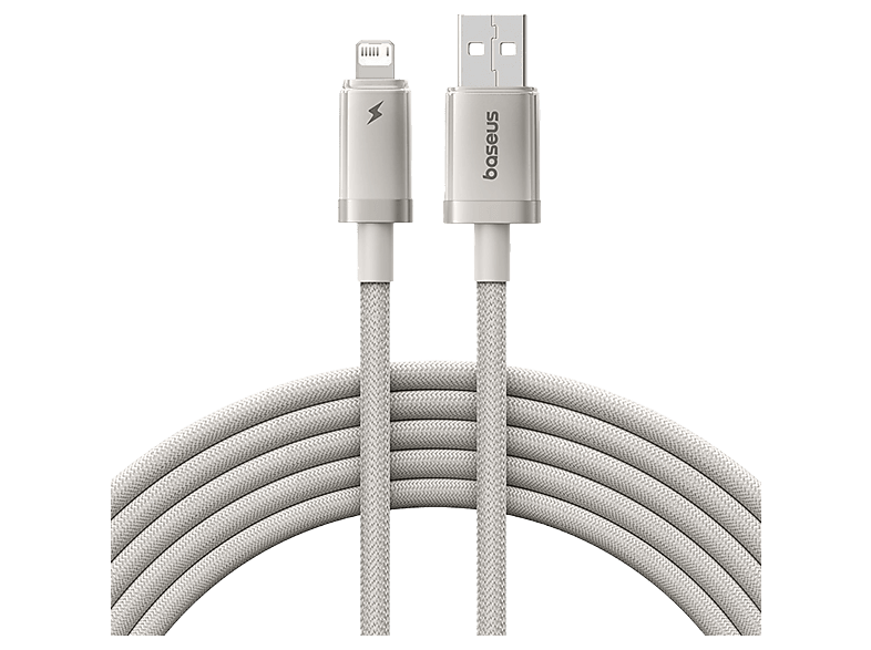 Cable USB a Lightning - Baseus Titanium Alloy, Carga ultrarrápida, Alta resistencia, Lightning, 200 cm, 2.4A, Dorado Galaxy