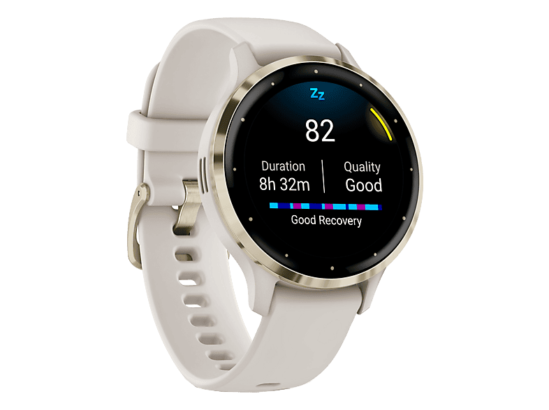 Garmin Venu 3s jasnozłota ramka z paskiem w kolorze ivory