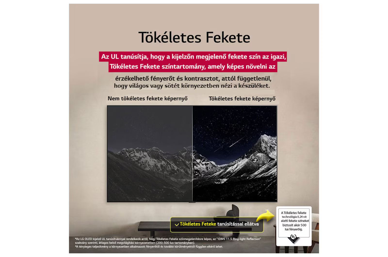 A képen két képernyő látható. Az egyik sötét, hegyi jelenettel, a másik kevésbé sötét, ugyanazzal a jelenettel.