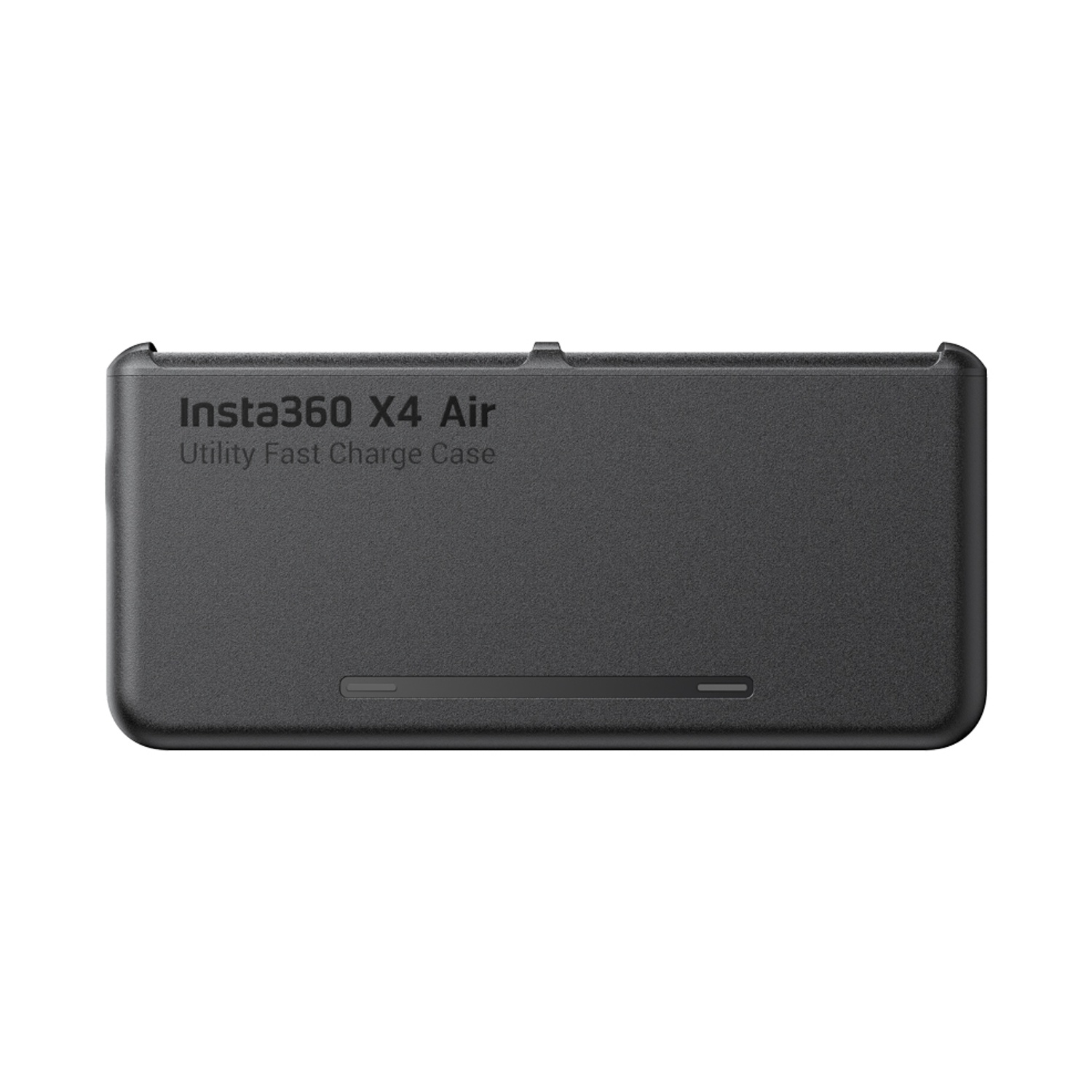 Una custodia nera Insta360 X4 Air Utility Fast Charge. Forma rettangolare con angoli arrotondati. Testo in alto: Insta360 X4 Air.