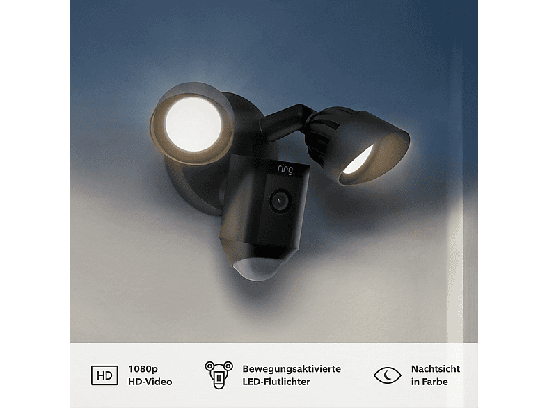 Thumbnail - RING Floodlight Cam Wired Plus - Black, Überwachungskamera