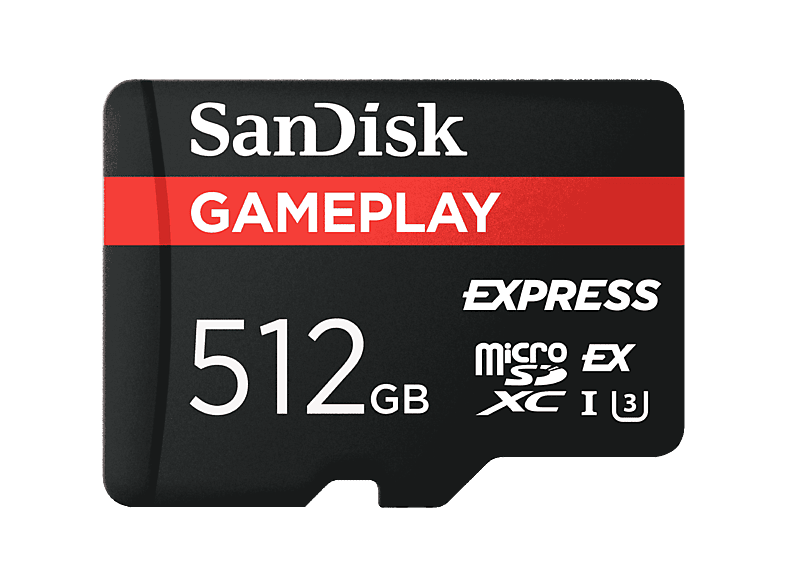 Tarjeta Micro SD - Sandisk Express Gameplay, 512GB, Hasta 880 MB/s lectura, U3, Para Nintendo Switch 2, Negro