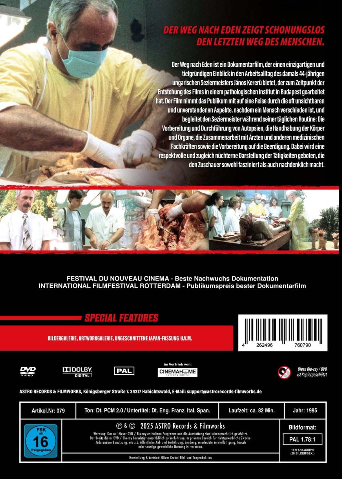 DVD-Cover. Ein Mann mit Maske und Handschuhen, der an einem Körper arbeitet. Text auf Deutsch und Auszeichnungen.