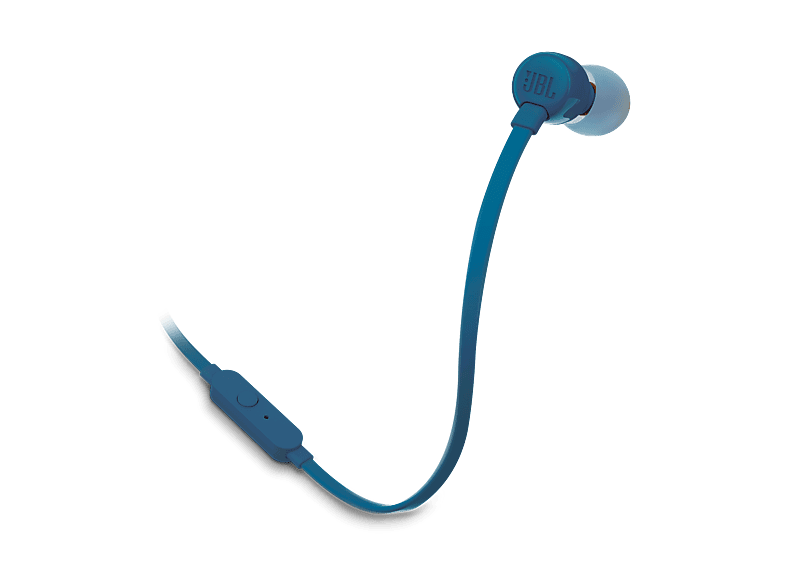 Auriculares de botón - JBL Tune 110, Intraurales, Micrófono, Cable Plano Anti-enredos, Azul