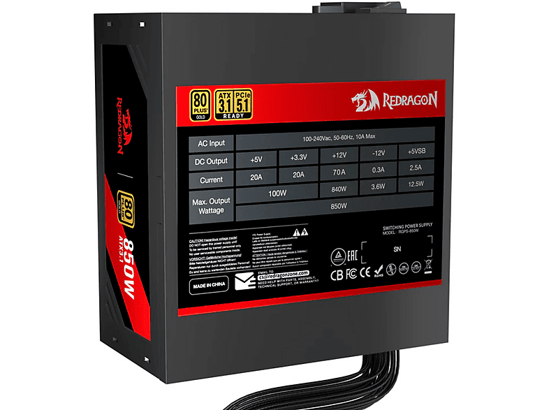 Zasilacz REDRAGON GC-PS007-SE 850W 80 Plus Gold – zdjęcie 3
