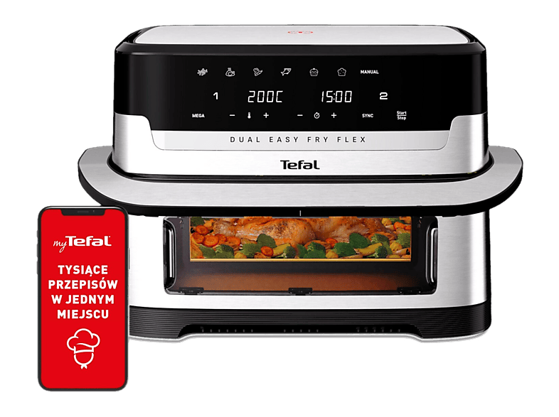 Frytkownica beztłuszczowa Dual Easy Fry Flex EY922D, pojemność 9 l, grill, Air Fryer