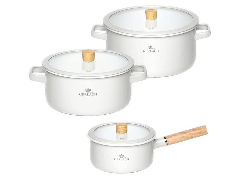 Zestaw garnków GERLACH Natur Enamel Biały (6 elementów)